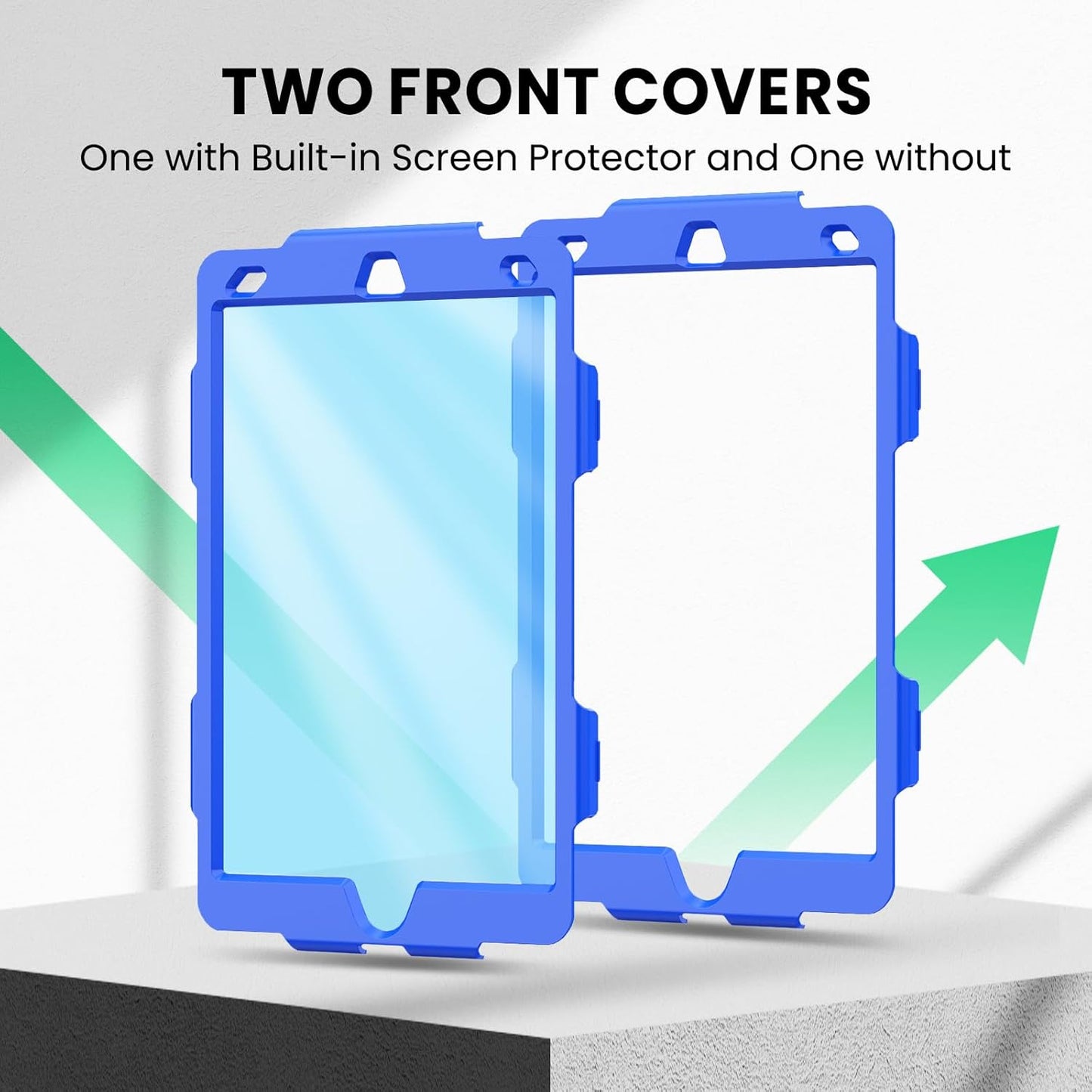 Case Ipad 9Th Generation Kids Ipad 10.2 Case 2021, Full-Body Shock Protective Ipad 7/8/9 Case with Screen Protector Rotating Hand Strap Stand for Ipad 10.2-Inch 9Th/8Th/7Th Gen, Black/Blue